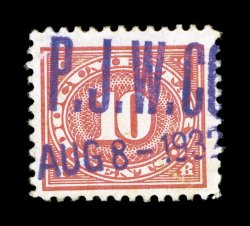 1932 10c Playing Card provisional, with P.J.W. COAug 8 - 1932 purple handstamp, with was made by the P.J. Wenger Co. specifically for the 1932 Olympics, bright color, very fine
and not often seen.