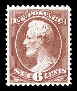 208a, 6c Deep red brown, exceedingly fresh and choice mint example, with sumptuously rich color and a crisp detailed impression on bright paper, uncharacteristically well
centered and margined, o.g., lightly hinged, extremely fine 2005 PSE cert