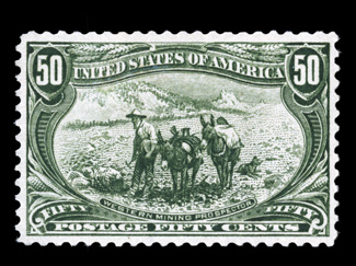 291, 50c Trans-Mississippi, well centered and margined, rich color, o.g., lightly hinged, choice very fine 1980 and 2004 PF certificates.