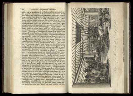 Voyage of Discovery into the South Sea and Beerings Straits..., Kotzebue, Otto von. London, Richard Phillips and Co., 1821. 2 parts in 1 vol. 8vo, later half morocco with
marbled boards, gilt spine. With 5 folding charts & 15 plates, 4 of th