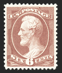 208a, 6c Deep brown red, a brilliant post office fresh mint example, being in a state of preservation that is truly remarkable, especially for such a scarce and difficult
stamp, gorgeous intense color and impression on the brightest paper poss