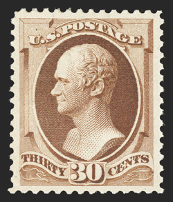 217, 30c Orange brown, especially well centered within large margins, rich bright color, o.g., very lightly hinged, extremely fine 1988 PF certificate.