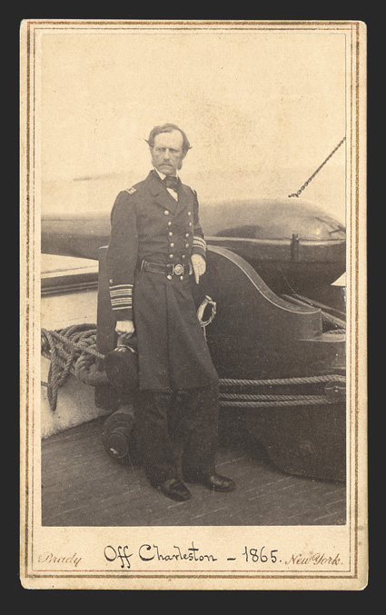 Dahlgren John A Outstanding war era carte-de-visite Photograph Signed on verso as Father and inscribed there in full, For Paul Dahlgren  from his father  Charleston  May 21
1865. A striking full-length image in uniform as