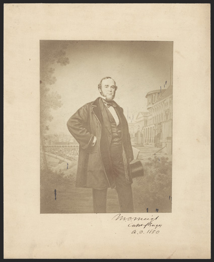 Meigs, Montgomery C. American engineer and soldier (1816-92) designed and supervised the construction of the Capitol dome Union general during the Civil War, serving as
Quartermaster General. Choice salt-print Photograph Signed on mount 