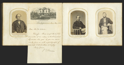 Politics: PT Barnum and Others American showman and politician (1810-81) his circus and museum fed (and fed on) the nations fascination with the extraordinary - or simply
bizarre. An unusual 50-page leather-bound Civil War-era Photograph Albu