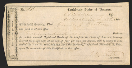 NC. Hillsboro. $400. March 10, 1864. NC-69. Richmond Type 1C. No. 16. IDR Plate Form, page 253. Hillsboro in 1864 is now spelled Hillsborough, as was changed by the Legislature
to revert to original spelling. Extremely Fine, with pi