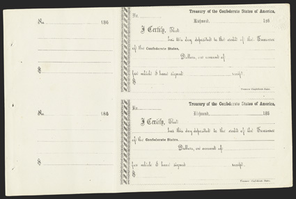 VA. Richmond. Uncut Pair, Unissued. 186_. VA-190. With stubs at left. On gray paper.  Mexico crest embossed at upper right corner.  EF-AU. From The Holger Dreher
Collection