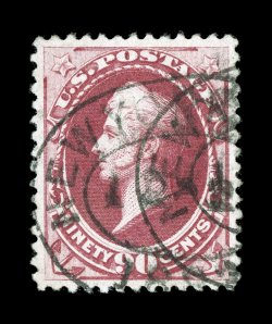 191, 90c Carmine, premium quality used example, extraordinarily well centered within large margins, attractive rich color, lightly struck double oval cancels, extremely fine
2006 PF certificate (XF 90 SMQ $770.00).