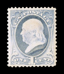 206, 1c Gray blue, exceptionally well centered and margined, warm rich color, o.g., n.h., extremely fine 2001 PF certificate.