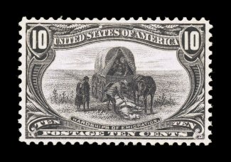 290, 10c Trans-Mississippi, well centered, strong rich color and a well incised impression, o.g., n.h., extremely fine 1985 PF certificate and a 2006 PSE certificate (VF-XF 85
$940.00).