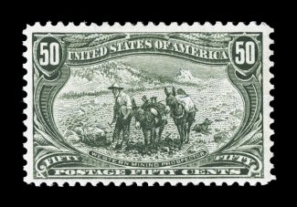 291, 50c Trans-Mississippi, well centered within large margins, strong rich color, o.g., lightly hinged, very fine 1991 PF certificate.