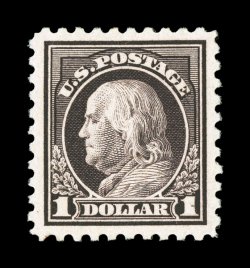 478, $1.00 Violet black, a highly desirable mint example of this high value, remarkably well centered within large margins, rich luxuriant color and a deeply etched impression
on especially bright paper, o.g., extremely fine 2005 PSE certificat
