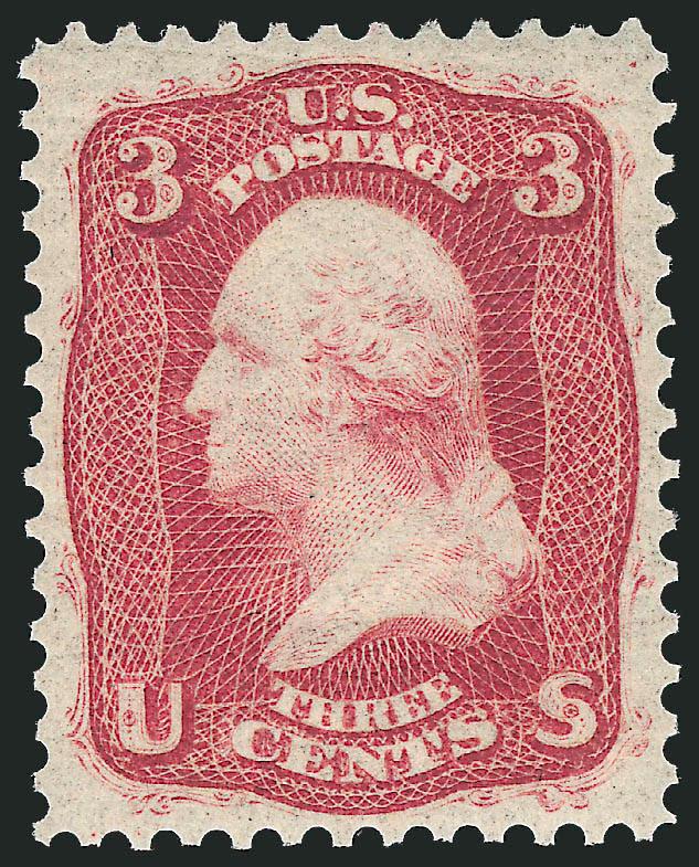 3c Brown Rose, First Design (56). Mint N.H.,> vivid color on bright white paper, exceptionally well-centered with wide even margins, Extremely Fine Gem, a superb example of this First Design essay for which we
failed to find an equal in a review of P