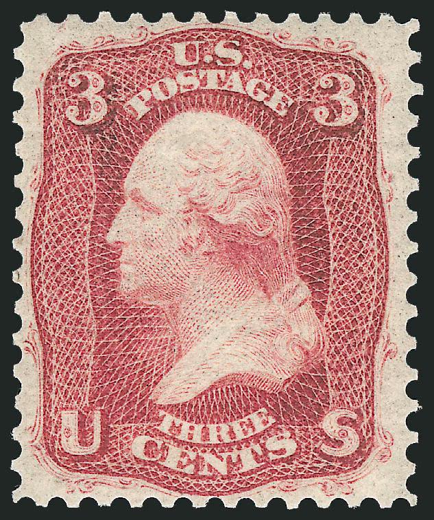 3c Brown Rose, First Design (56).> Original gum, lightly hinged, rich color, fresh and Very Fine, with 1985 P.F. certificate